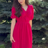 Women's New French Tea Rests On The Beautiful Solid Color Waist Temperament Long Skirt