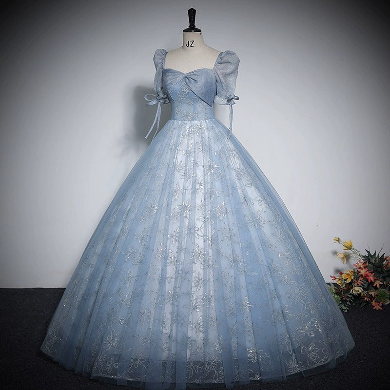 Blue Evening Dress 2025 Summer New Stage Piano Performance Solo Student Vocal Art Dress Presided