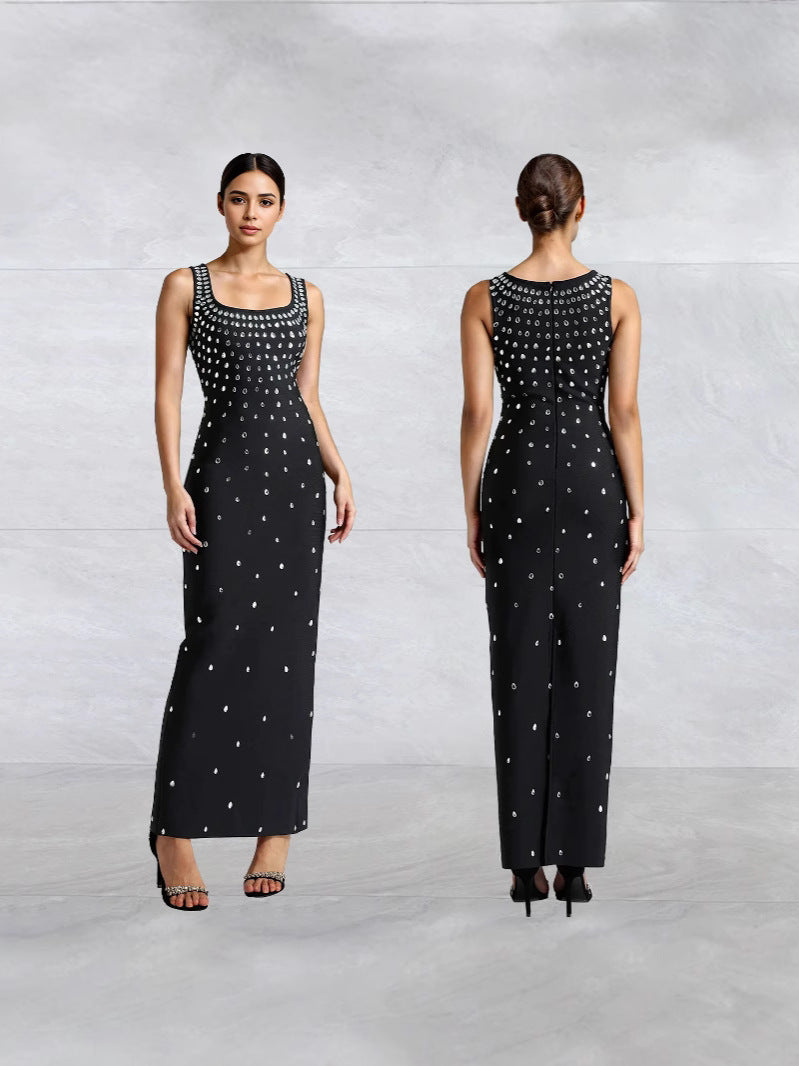 Women's Clothing 2024 New Body-Drilling Bandage Skirt Light Luxury Fashion Party Bandage Dress