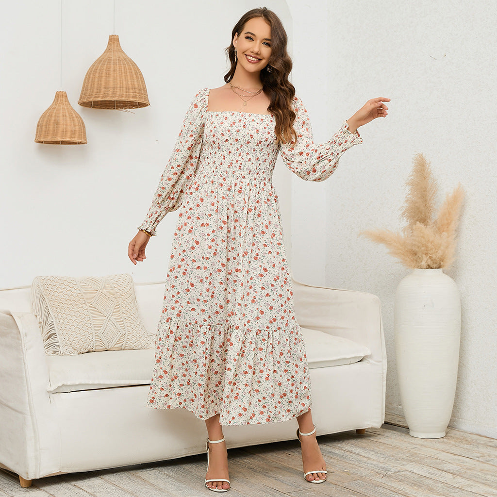 2025 New Spring Pregnant Woman Chiffon Dress Small Broken Floral Dress Maternity