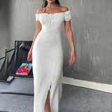 Women's Summer Braided Dress Soaked Sleeve Open Bag Hip Dress Woman