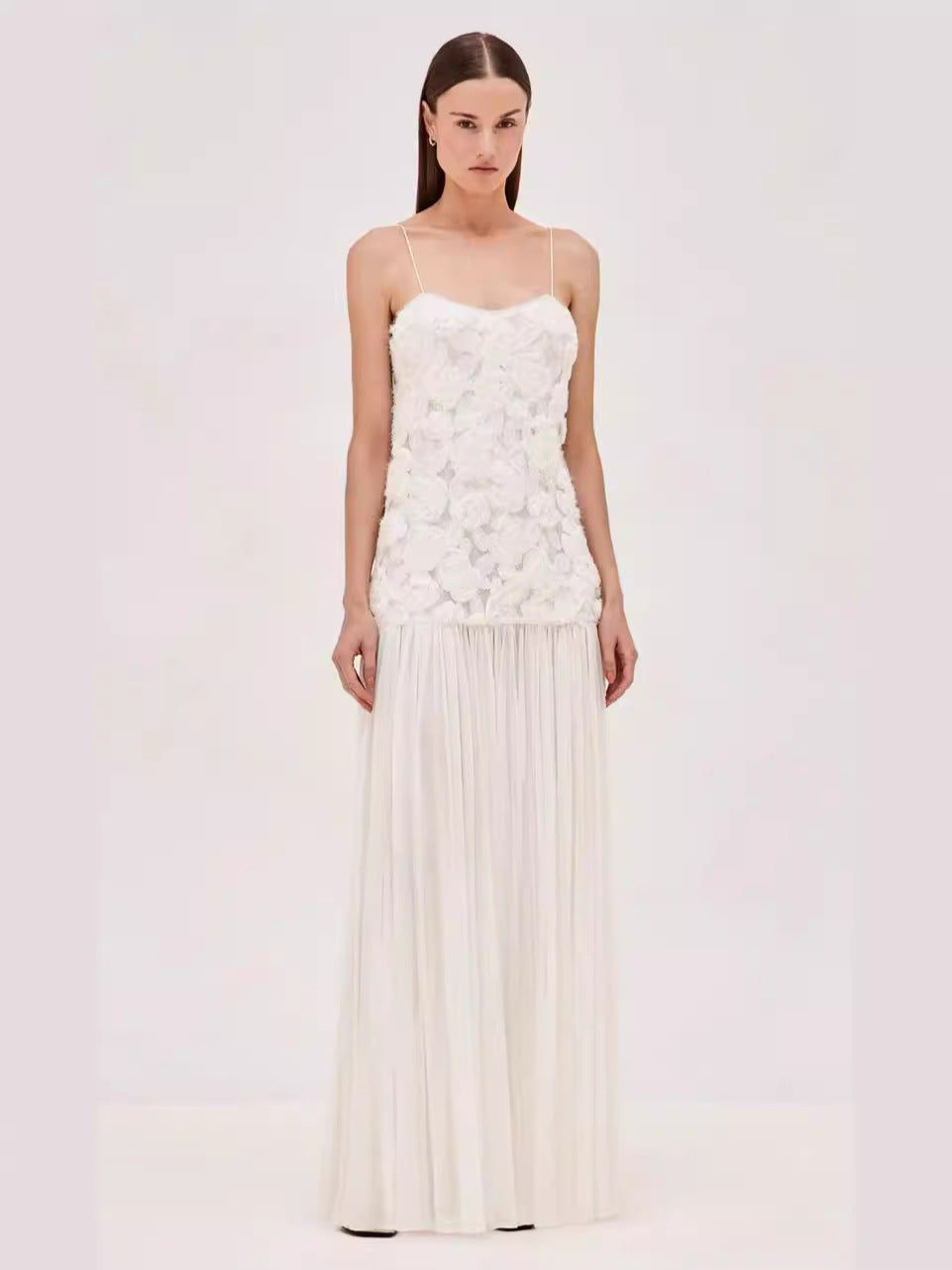 Dress Dress French Fresh Sweet Three-Dimensional Rose Flowers Spliced Chiffon Sling Dress Dress