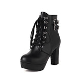 Size Size Women's Shoes Women's Boots Coarse Heel High Heel Short Boots Lace Martin Boots Autumn And Winter Women's Boots High Quality Shoes