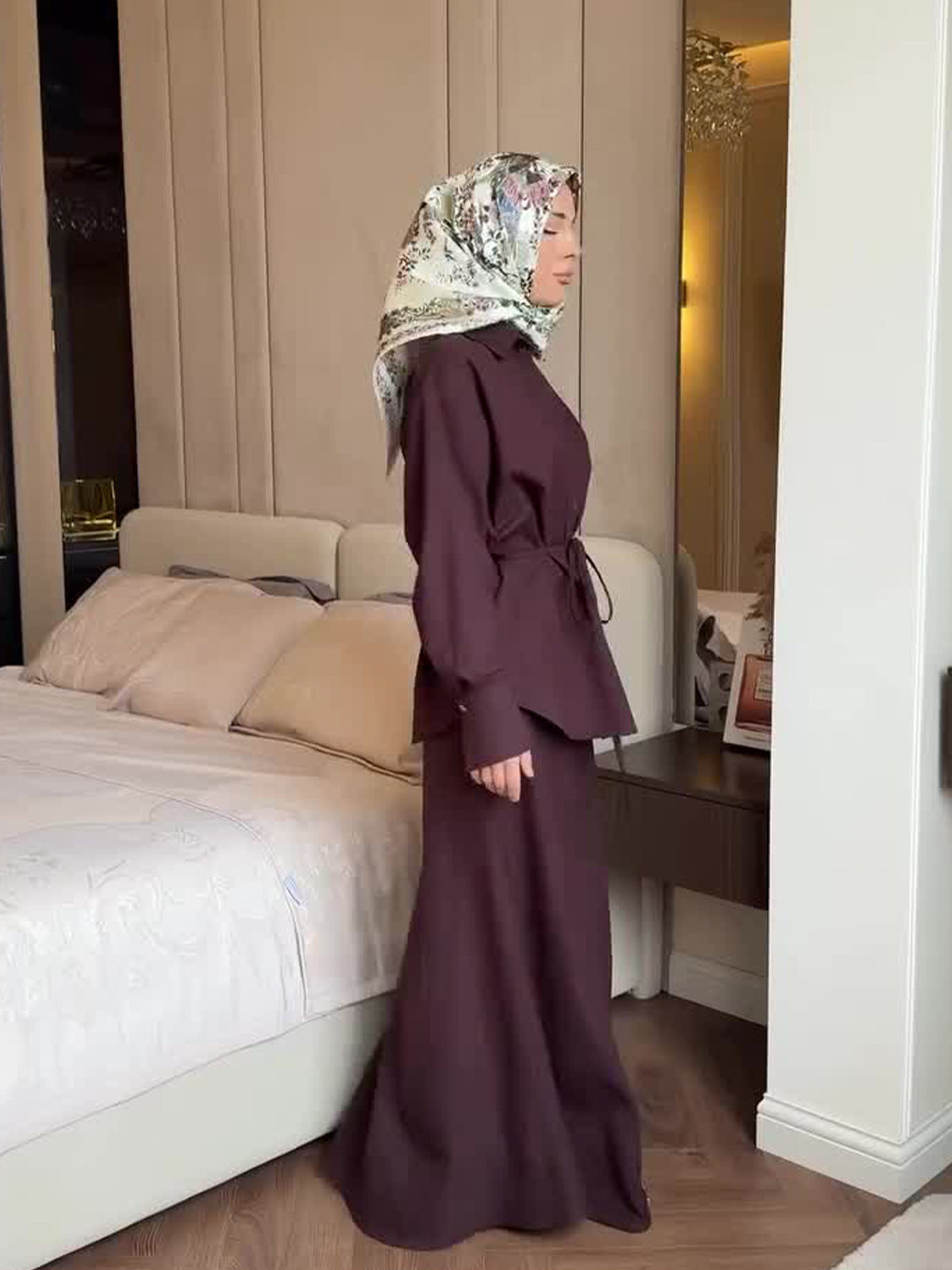 2025 Warm Elegant Noble Long Sleeve Top Comfortable Long Dress Suit Woman