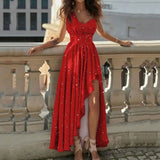 Women's Dress 2025 New Temperament Slanted Shoulders High-Waisted Long Loose Irregular Evening Dress DJPT