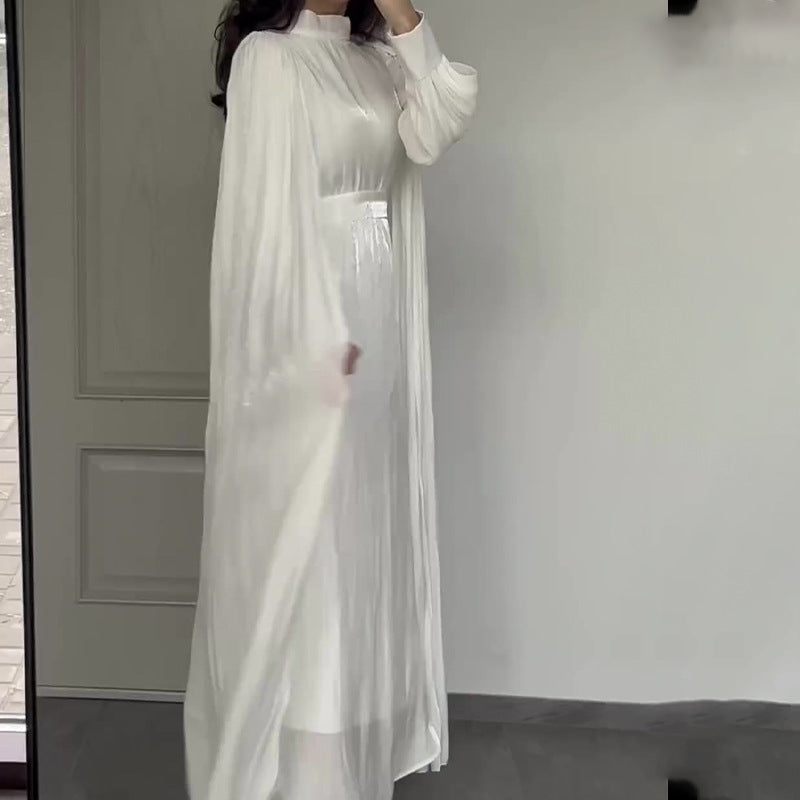 And Intellectual French-Style Collar Simple Fashion Lantern Sleeve Long Sleeve High-Waisted Long-Rise Skirt