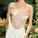 New Romantic Flowers Decorated With Fish Bone Thoracic Coat With Lotus Leaves Side Boiling Fish Tail Half Skirt Set