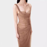 2025 Summer Light Yarn Slinged Dress Dress Dress Salt Mesh Dress Seaside