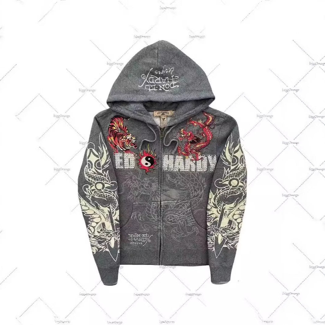 2025 New Direct Selling Retro Gothic Hop Long-Sleeved 3D Sweaty Loose Hooded Sport DJPT