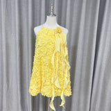 New Romantic Sweet Flowers With Hanging Neck Skirt Girl Temperament A-Character Dress