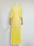 Ladies 2025 Spring Party Collar Shawl Stylish Elegant Yellow Lace Dress Dress Dress Dress Dress
