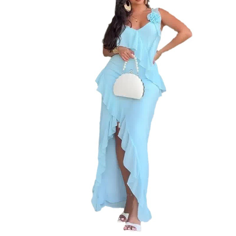 2024 Lace Dress Body Sling With Irregular Opening Long Dress Girl