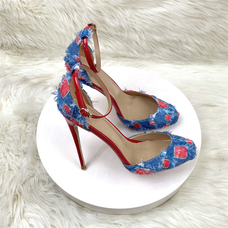 Color With High Heels 12CM Round Head Fine Sandals Banquet Shoes High Quality Shoes