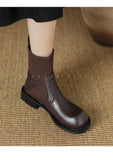 Large-Size Boots Knitted Skinny Short Boots Women's 2024 New Heel Socks Boots High Quality Shoes