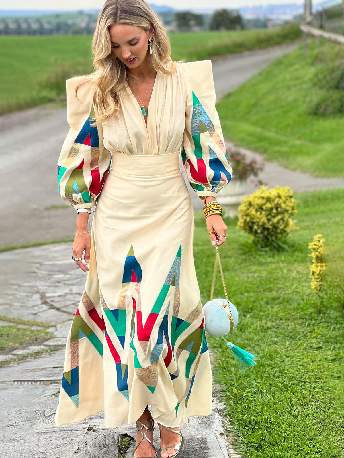 2024 New Printing Design Fashion Temperament Commuting Dress Dress Dress Woman