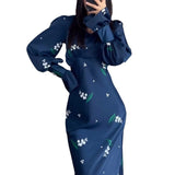 Comfortable And Stylish Printed Horn Sleeves With Long-Sleeved Dress