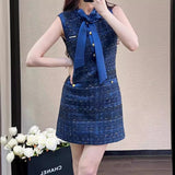 2025 With Coarse Flowers, Silk Sleeveless Dress