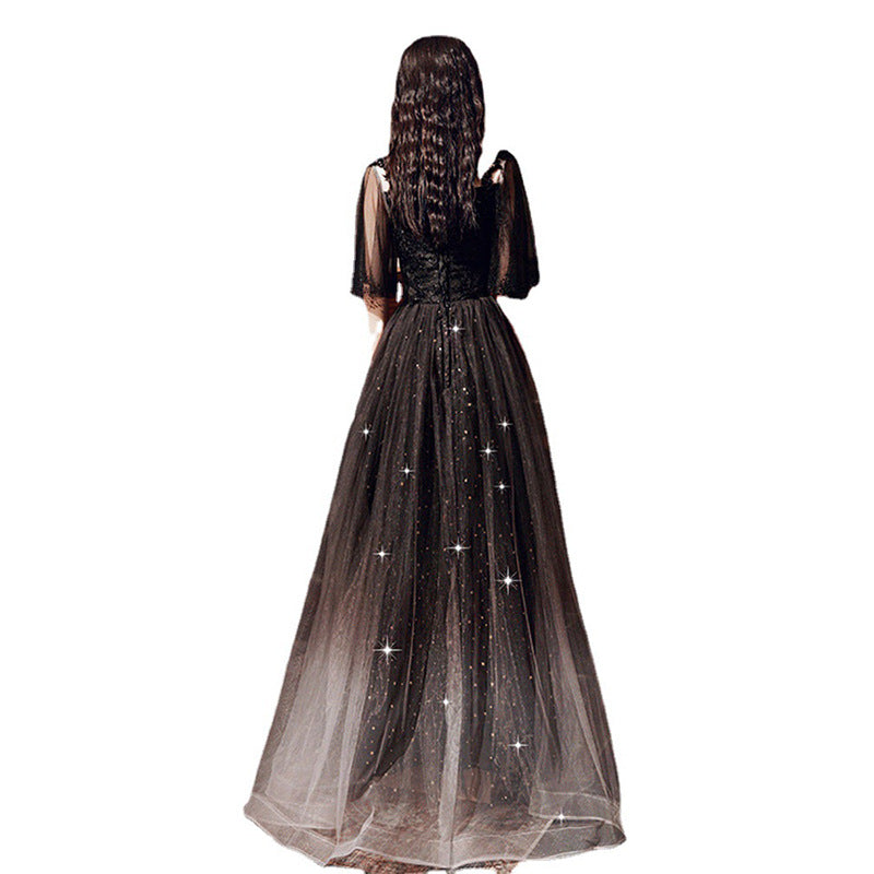 Dress Women 2025 New Banquet Temperament Art Exam Black Annual Banquet Dress Birthday Party Dress
