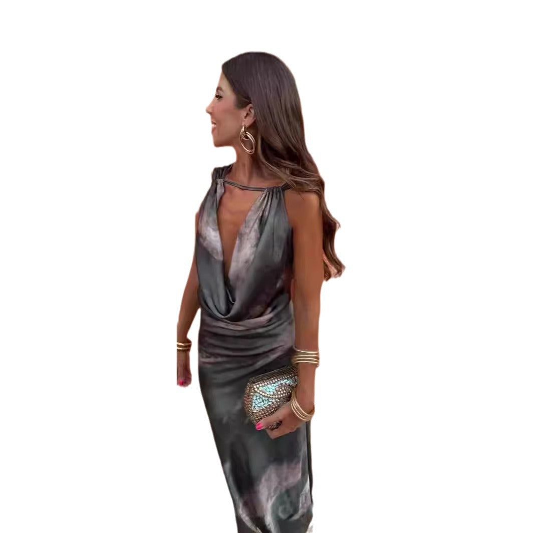 Summer New Sling Collar Collared Fasing Temperament Sexy Dress DJPT