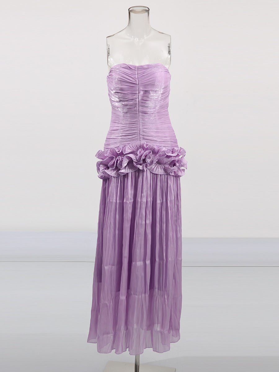 Yuanfeng Light Luxury Evening Dress 2025 New Women's Summer Breast Flavor Flavor To Waist Leaf Sides And Matching Dresses