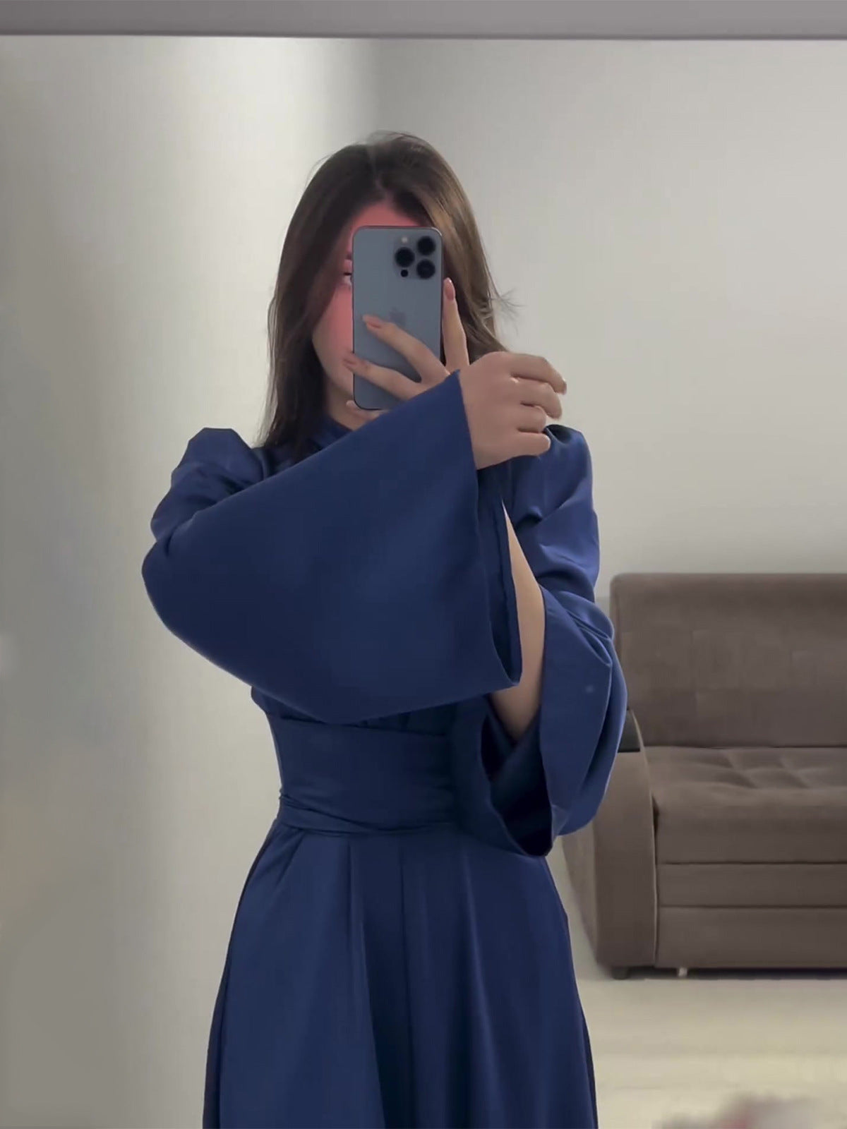 2025 New Waist Display Thin Strap Solid Color Long Sleeve Dress Design Dress Dress Dress Woman