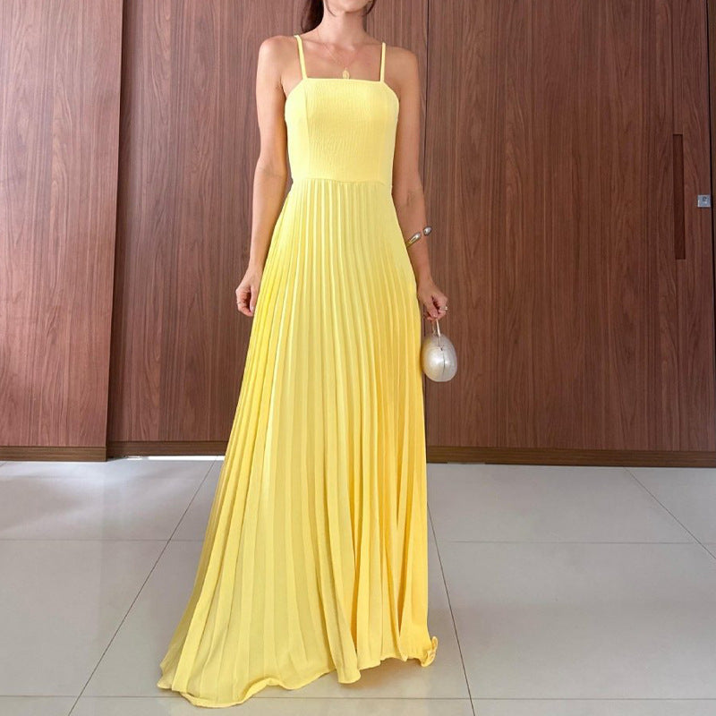 Women's High-Rise Splicing Sexy Dew Solid Color Design Dress In Summer 2025