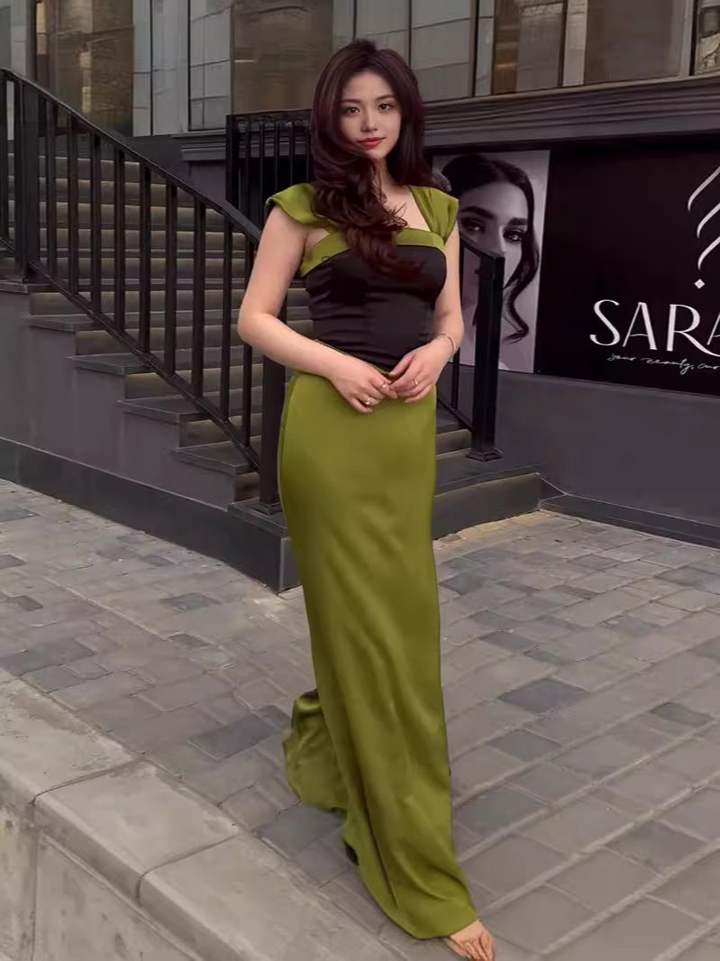 Summer New Fashion Splicing Body Waist Temperament Drag Dress