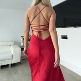 Sexy V-Neck Open Fork In 2024 Solid-Colored Banquet Showback Dress