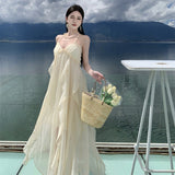Temperament Hanging Neck Hanging Dress Women's Summer Dress Photo Show Back Seaside Beach Skirt