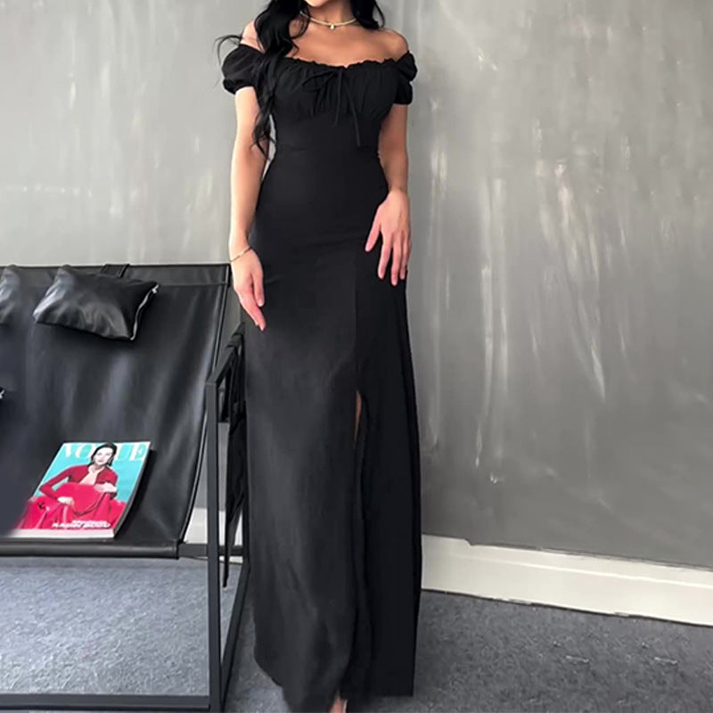 Women's Summer Braided Dress Soaked Sleeve Open Bag Hip Dress Woman