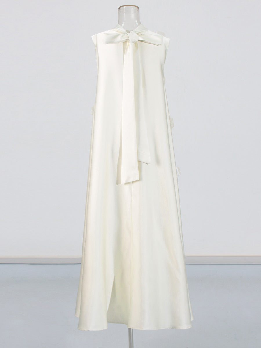 Temperament Fashion Geek Wind 2025 Spring New Heavy Industry Irregular Three-Dimensional Flowers Sleeveless Long Dress Woman