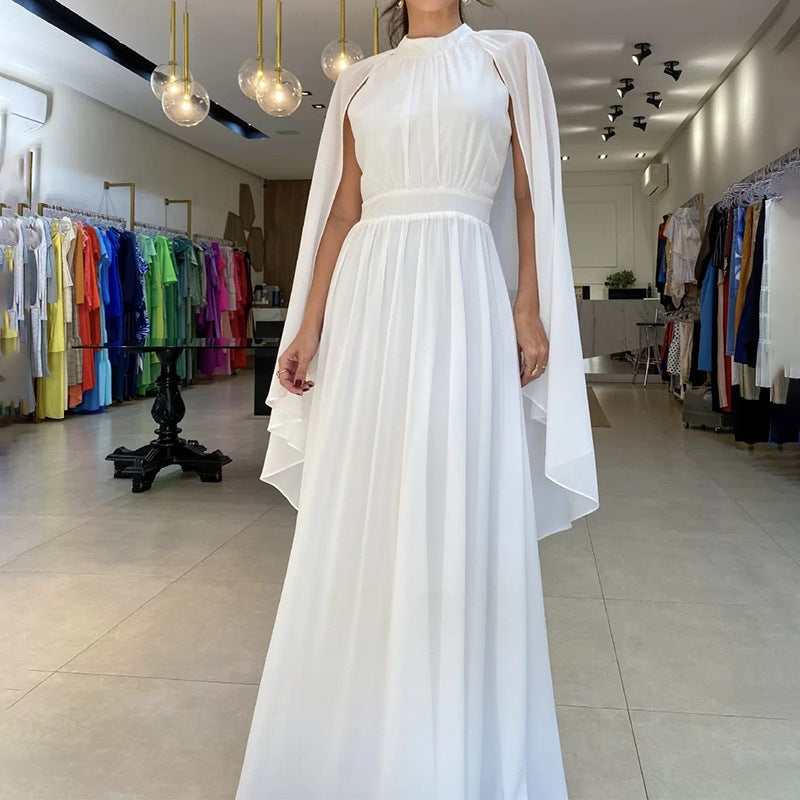 2024 Summer Neck Chiffon Dress Light Luxury Sexy Shawl Dress