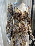 Temperament V-Neck 2024 Early Spring New Broken Leopard Dress Style Thousands Of Spring And Autumn