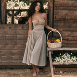 Dress Body Sexy Dew Mid-Slit Dress Collar Fine Shoulder Strap Mid-Slings Boom Skirt