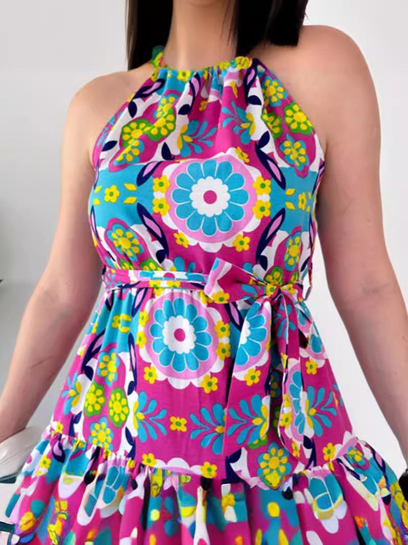 Fashion Colorful Printed Holiday Casual Dress For Summer 2024