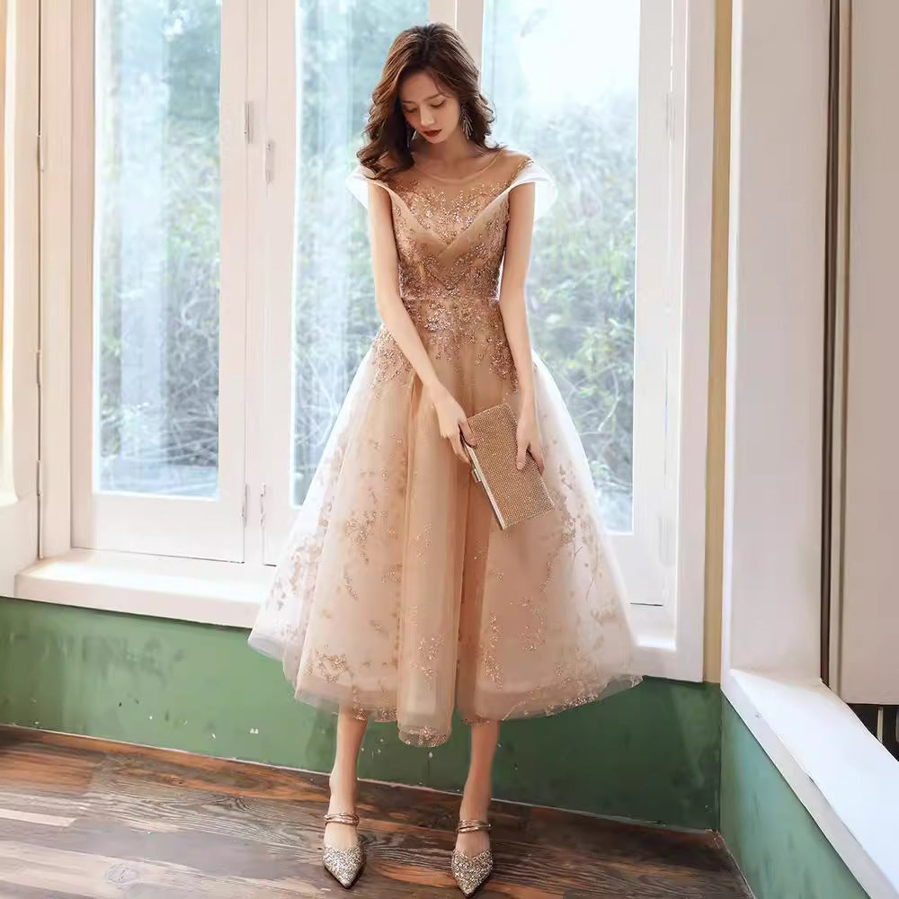 Evening Dress Female Maid Heben Style White Dress Small Fairy Banquet Temperament Bridesmaid Suit