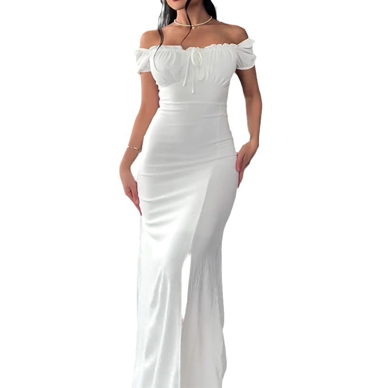 Women's Summer Braided Dress Soaked Sleeve Open Bag Hip Dress Woman