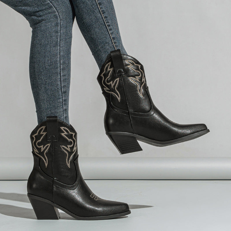 Boot Embroidered Cowboys 2025 New Grand-Code Cavalry Boots Mid-Cine Martin Boots Chelsea Boots Short Boots Kids High Quality Shoes