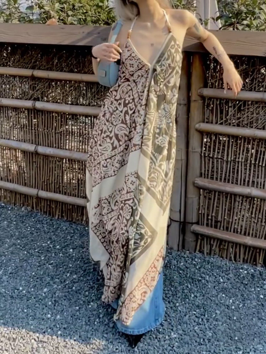 Years Of Holiday Style Design Feel Beautiful Seaside Print Slings Niche Clenient Dress