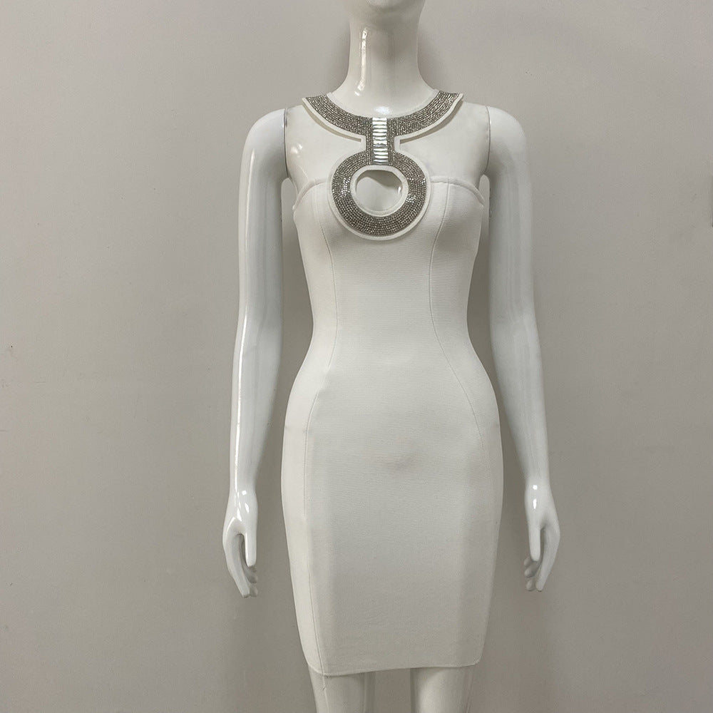 New Fashion Set Hollow Ring Bandid Tight Women's Party Sleeveless Dress