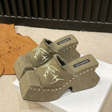 Slippers Women Wear 2024 Summer New Butterfly Thick-Bottomed Slippers Millennium Hot Girls Sexy Toe High-Heeled Sandals High Quality Shoes
