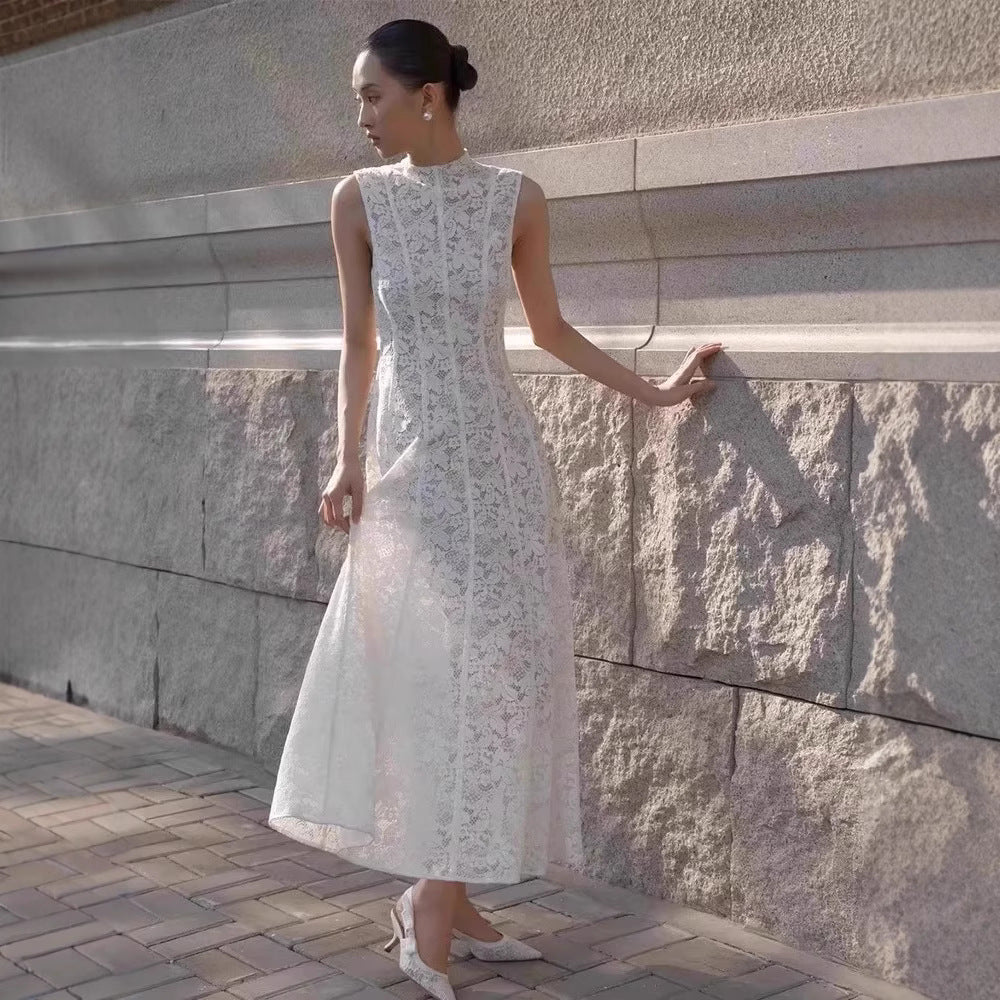 2025 White Lace Hooks And Airnecked Backwear Dresses