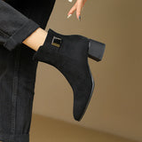 French Coarse And Small Short Boots Women's Autumn New Pointed Velvet Knight Boots Single Boots With Large Size Women's Boots High Quality Shoes