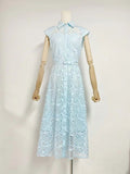 Summer Australian Holiday Wind Collar Sleeveless Belt To Collect Waist Water Lace Purple Dress Dress Dress