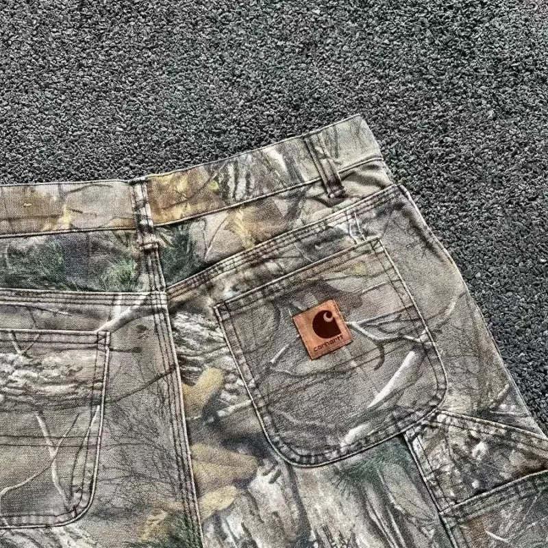 Summer New Retro Leisure Branches Camouflage Pants Water Wash Old Work Pants DJPT