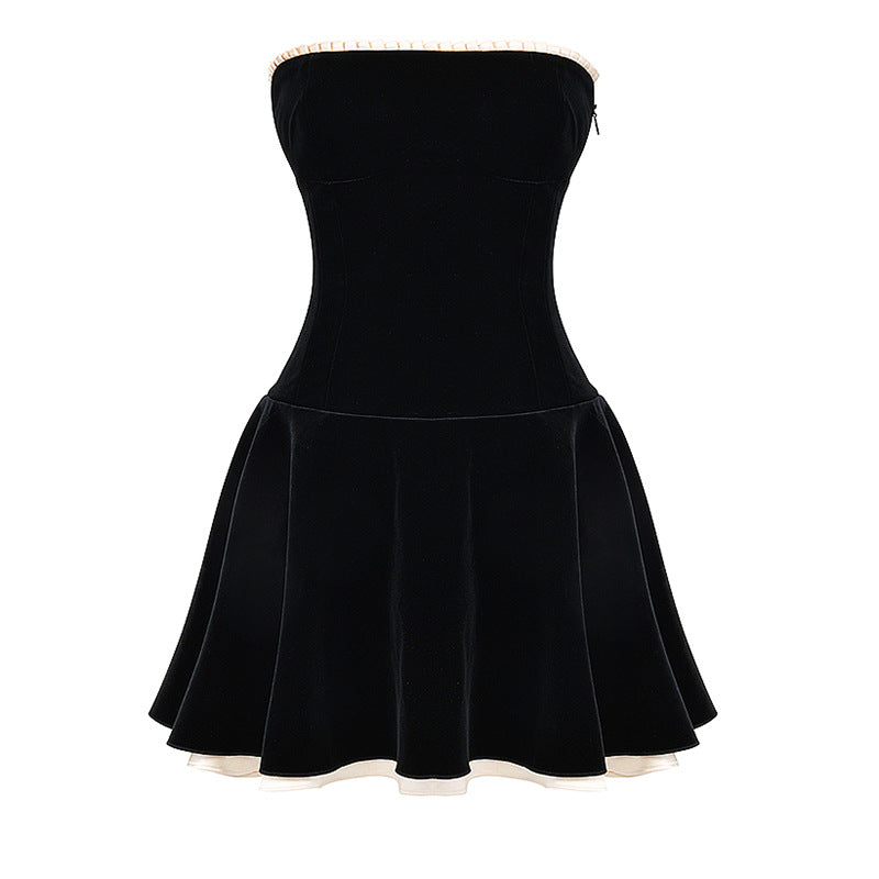 Velvet T-Shirt French High-End Sexy Short Dress HZ0628