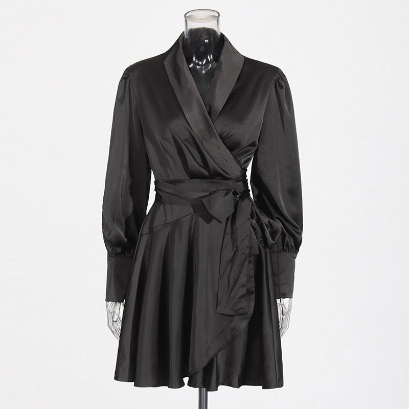 Temperament High Sense Bonded Skirt Women's Dresses Spring 2025 New Collared And Solid-Colored Shirt Skirt