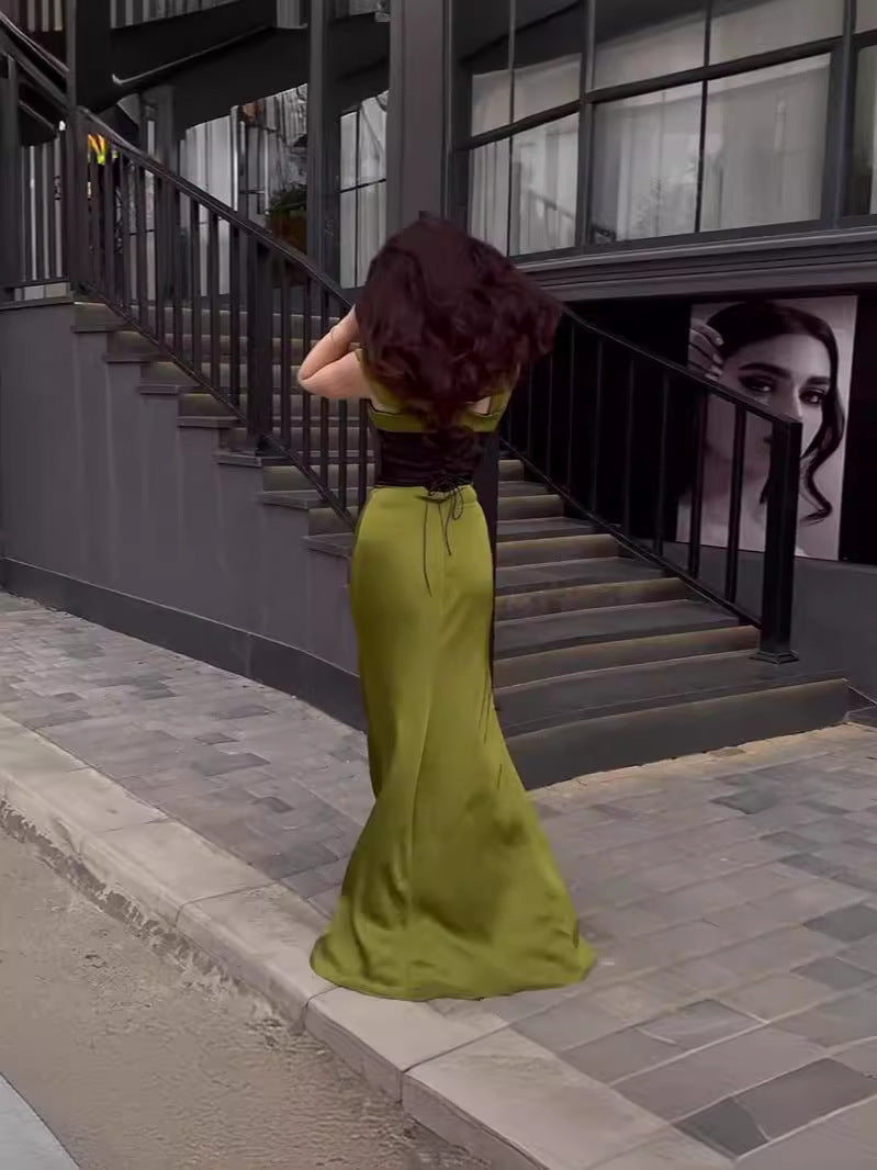 Summer New Fashion Splicing Body Waist Temperament Drag Dress