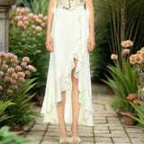 New Romantic Flowers Decorated With Fish Bone Thoracic Coat With Lotus Leaves Side Boiling Fish Tail Half Skirt Set