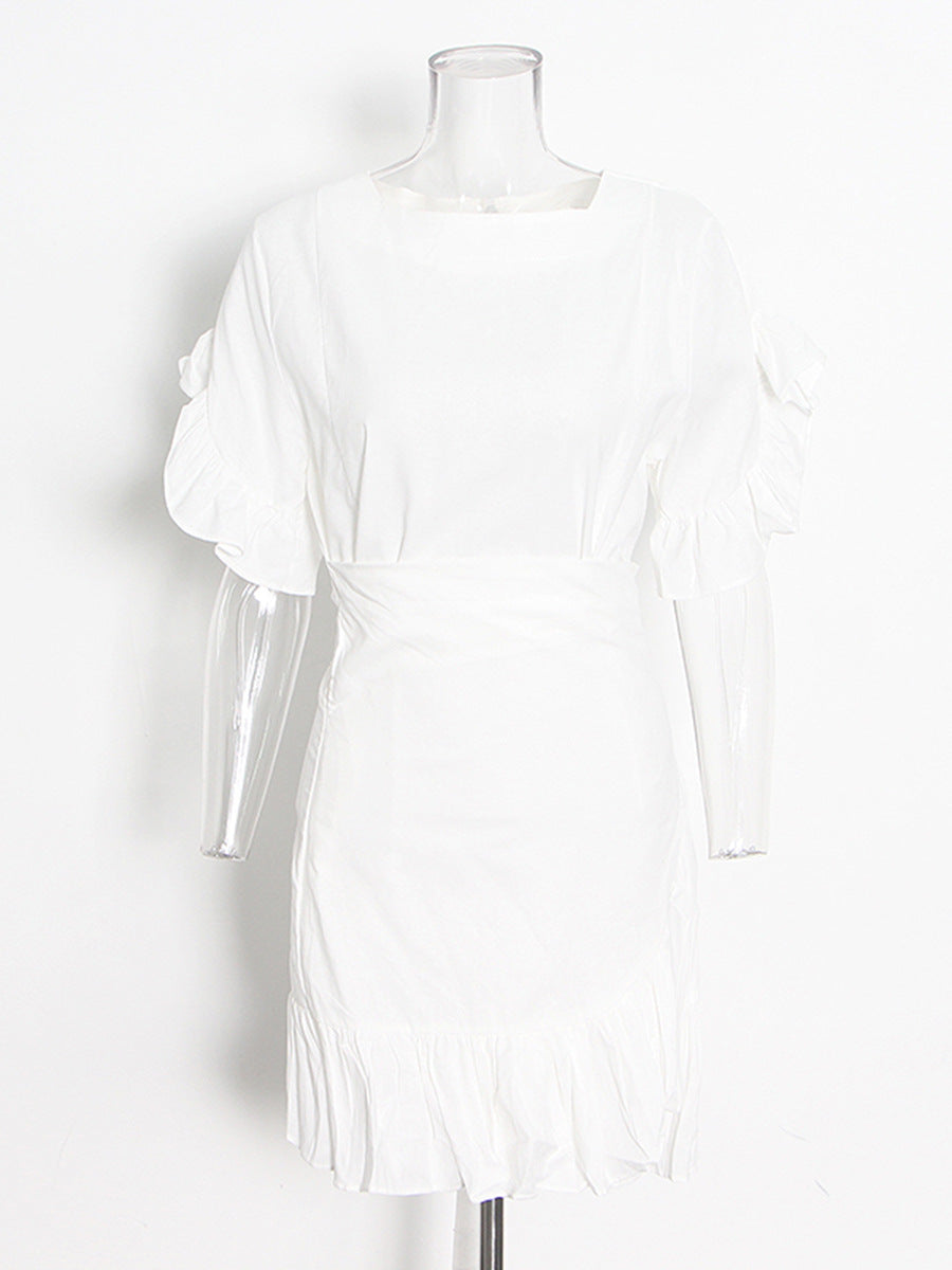 Trend Style Dress 2025 Spring New Petal Sleeves With Irregular Short Skirts